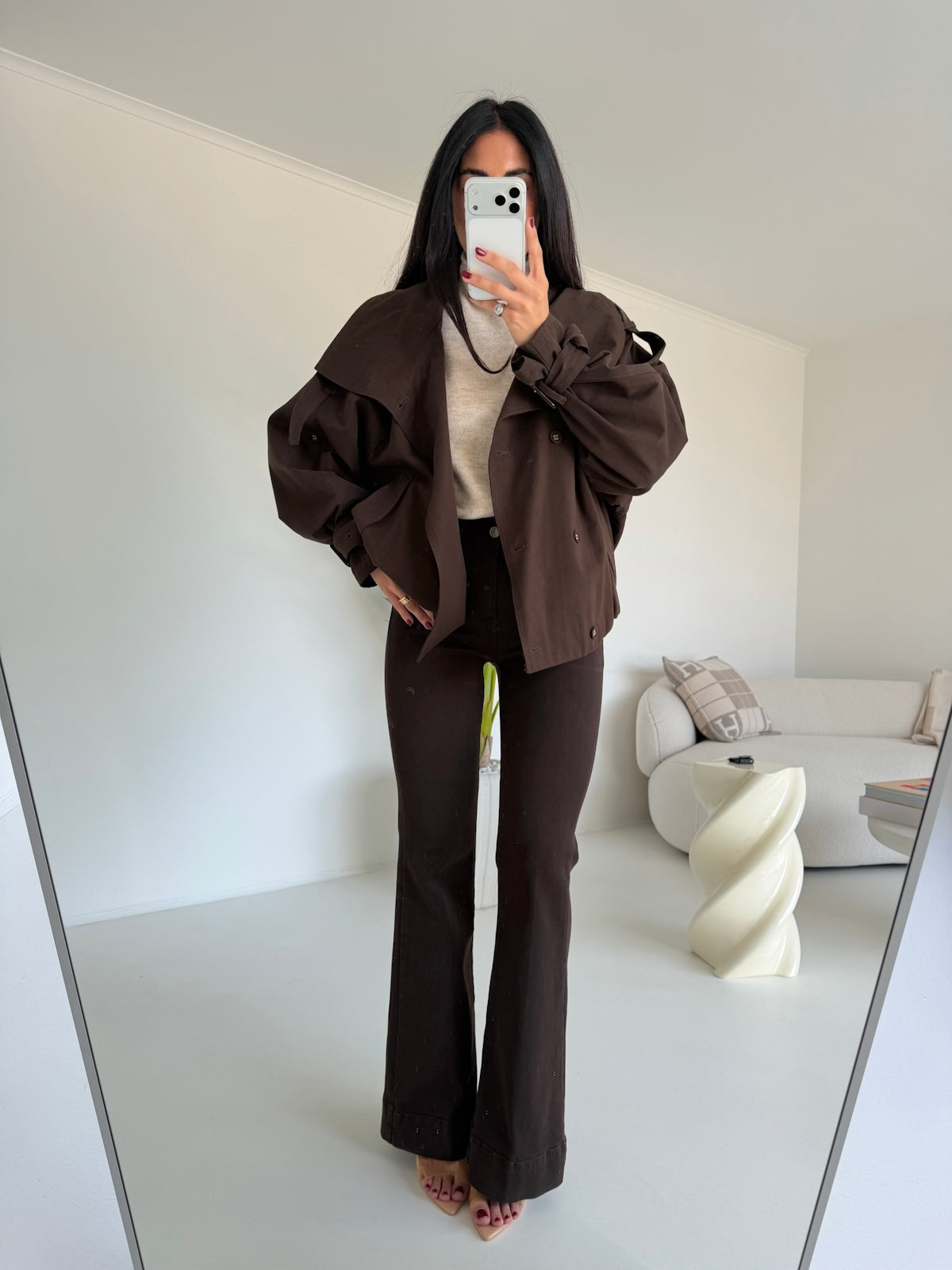 5846-MINI TRENCH NALI CHOCO