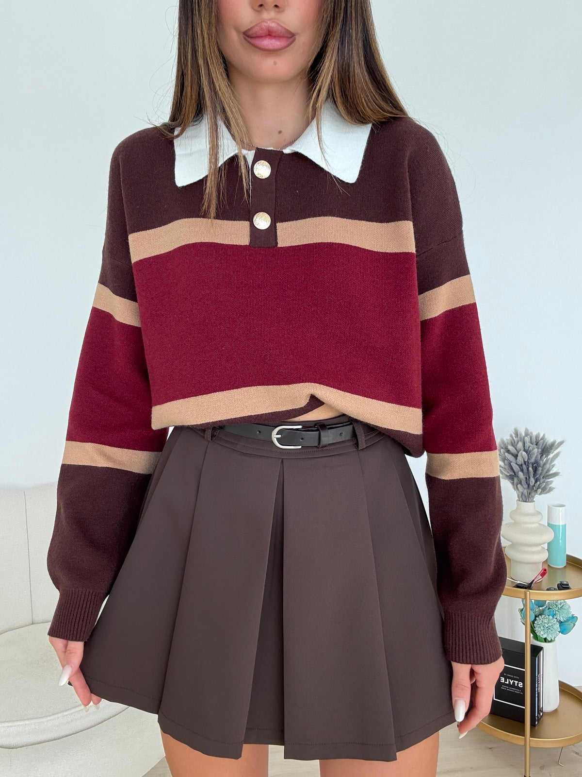 VMCN503-MINI GONNA PLISSE' CHOCO