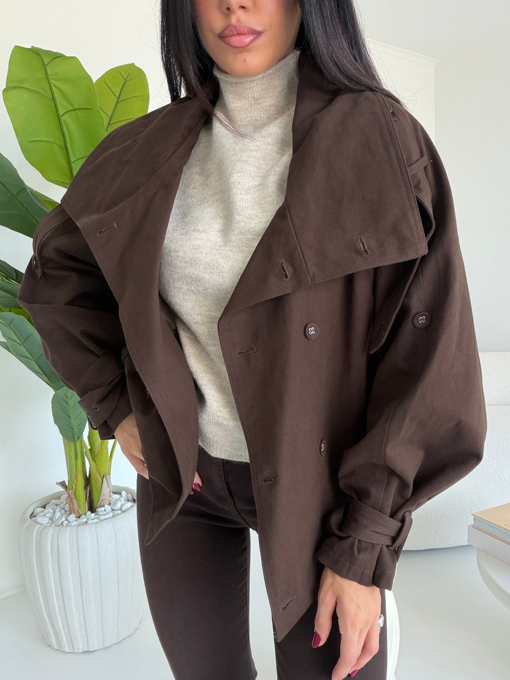 5846-MINI TRENCH NALI CHOCO