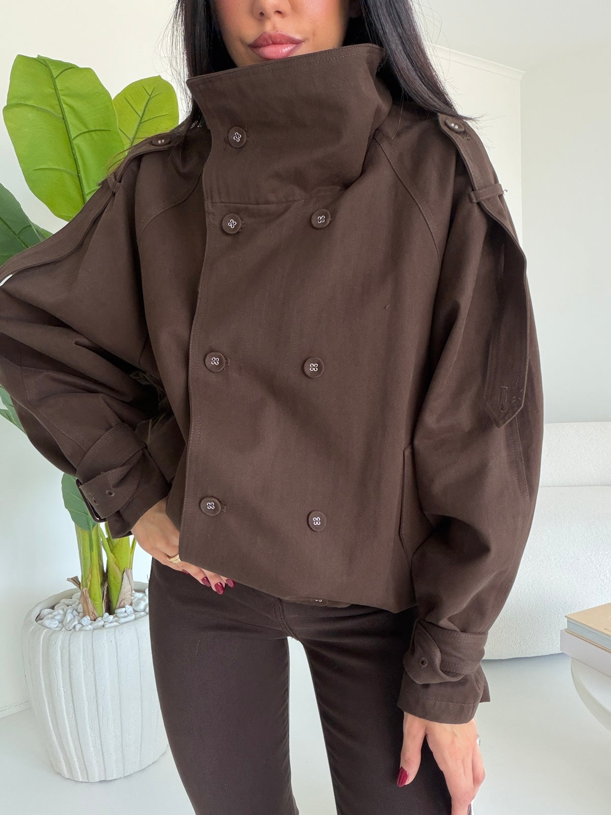 5846-MINI TRENCH NALI CHOCO