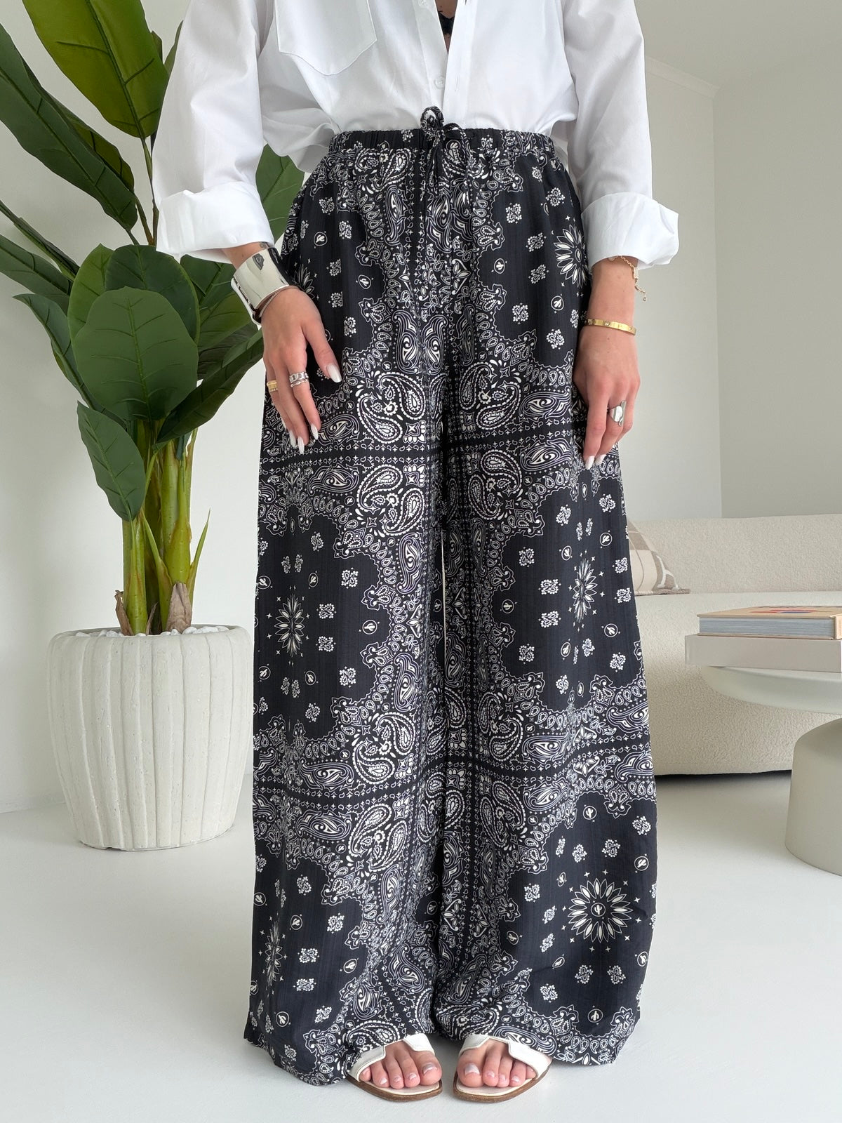 JW2180-PANTALONE BANDANA NERO