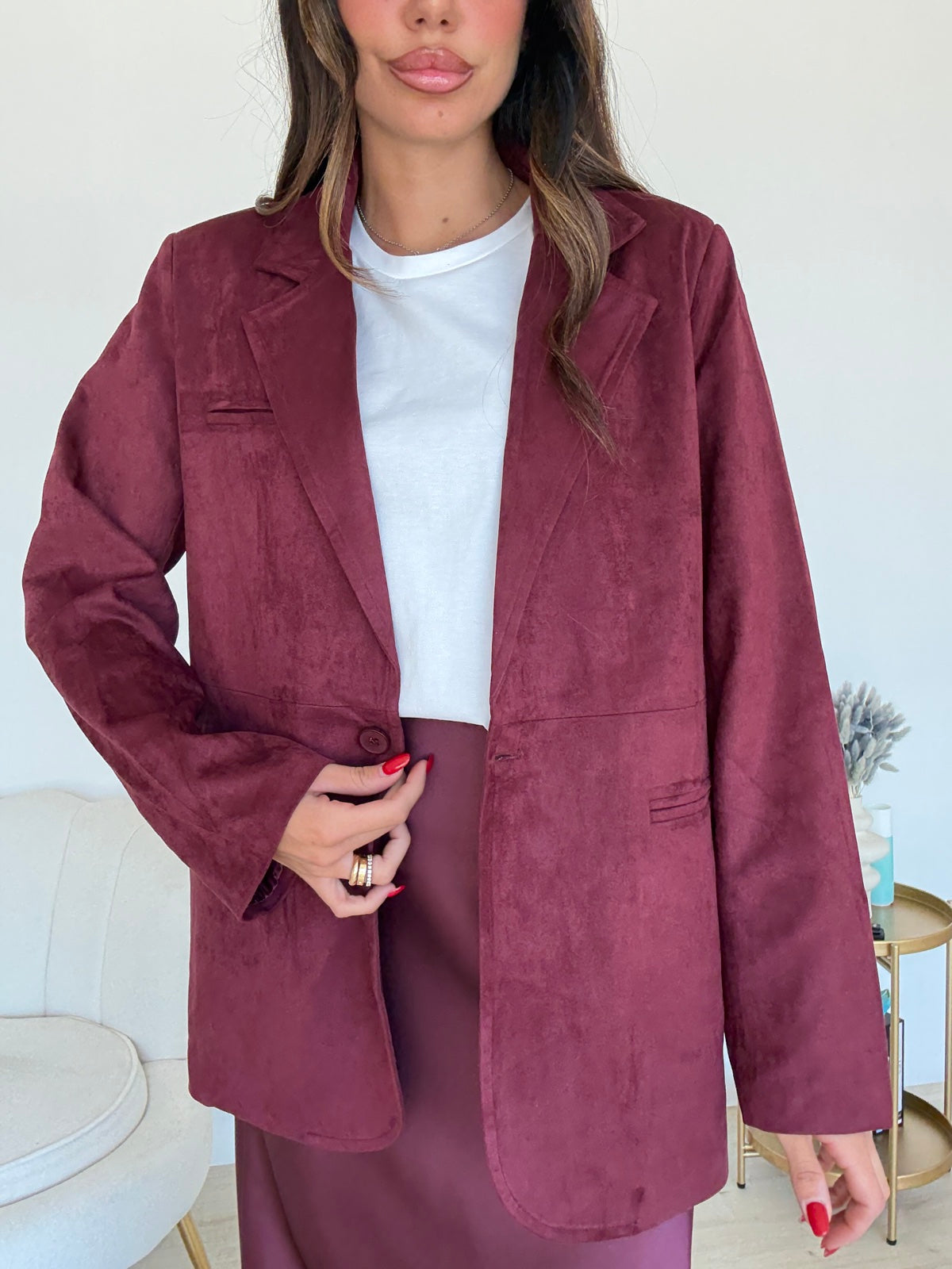 8911-BLAZER SUEDE WINE