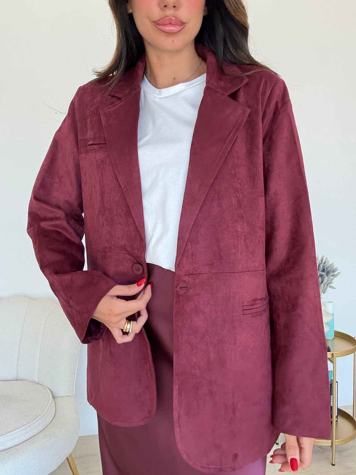 8911-BLAZER SUEDE WINE