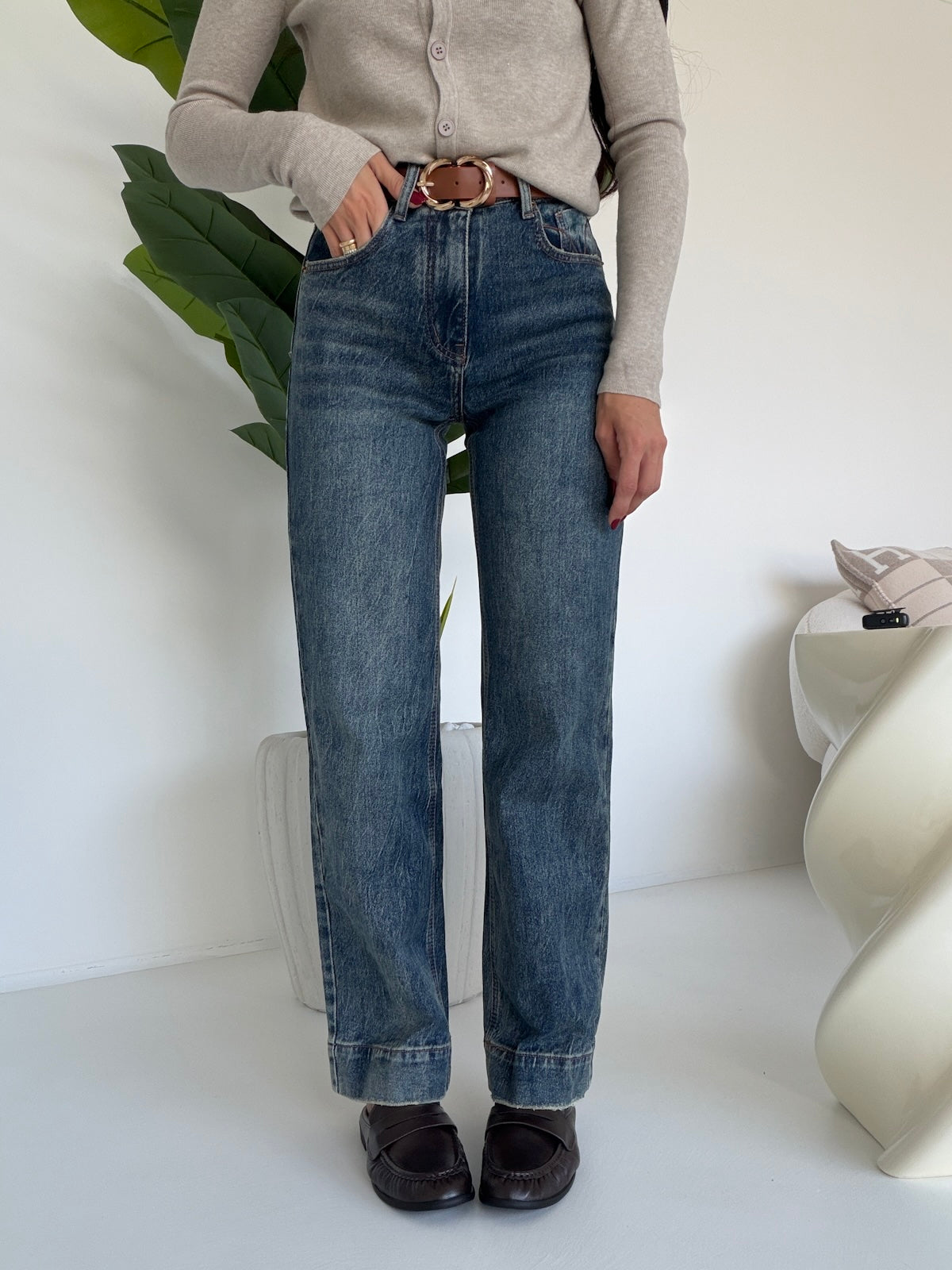 BJK-F-32824-JEANS GAMBA DRITTA+CINTURA