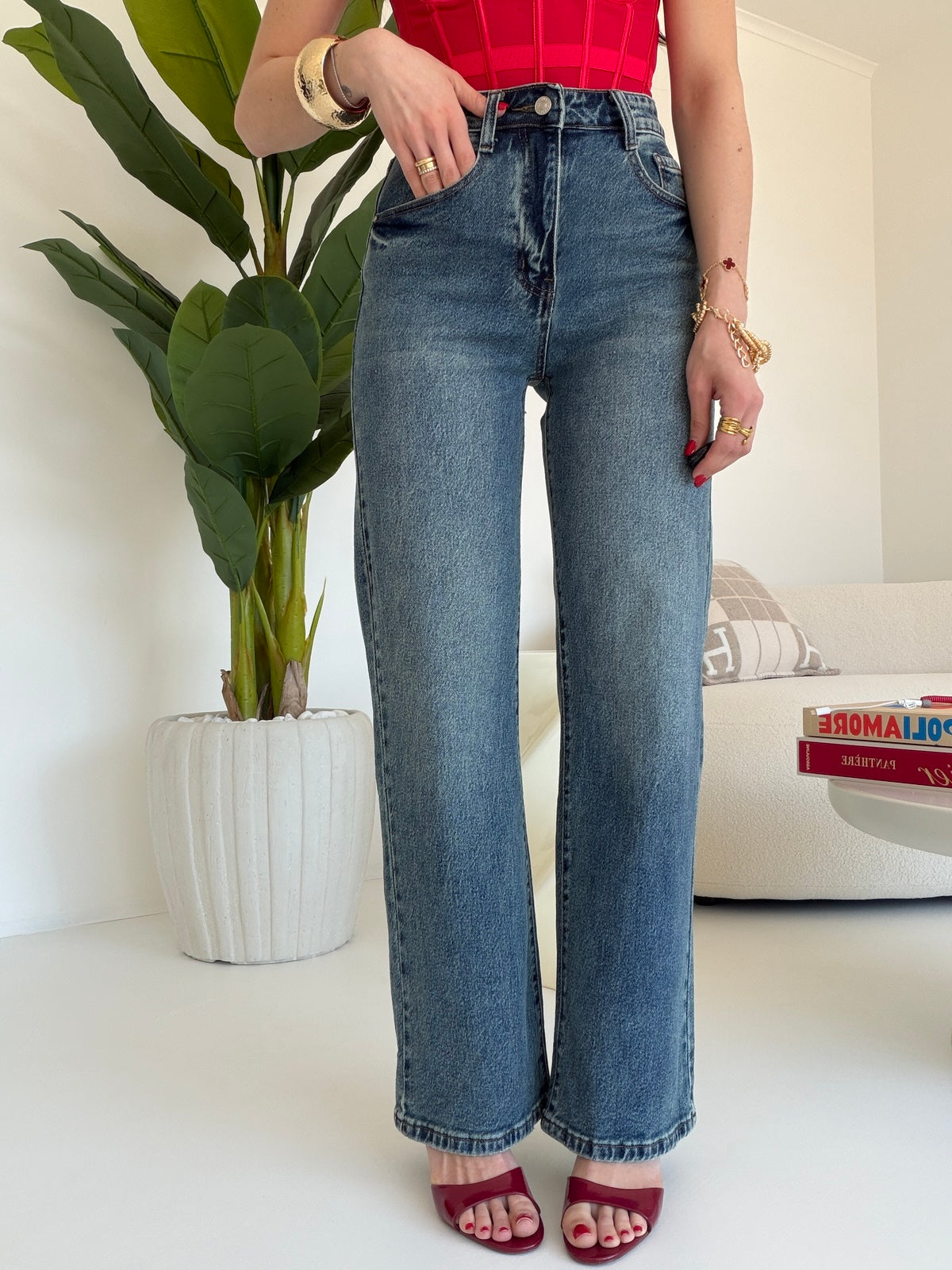 Y5538-JEANS GAMBA DRITTA ELODIE