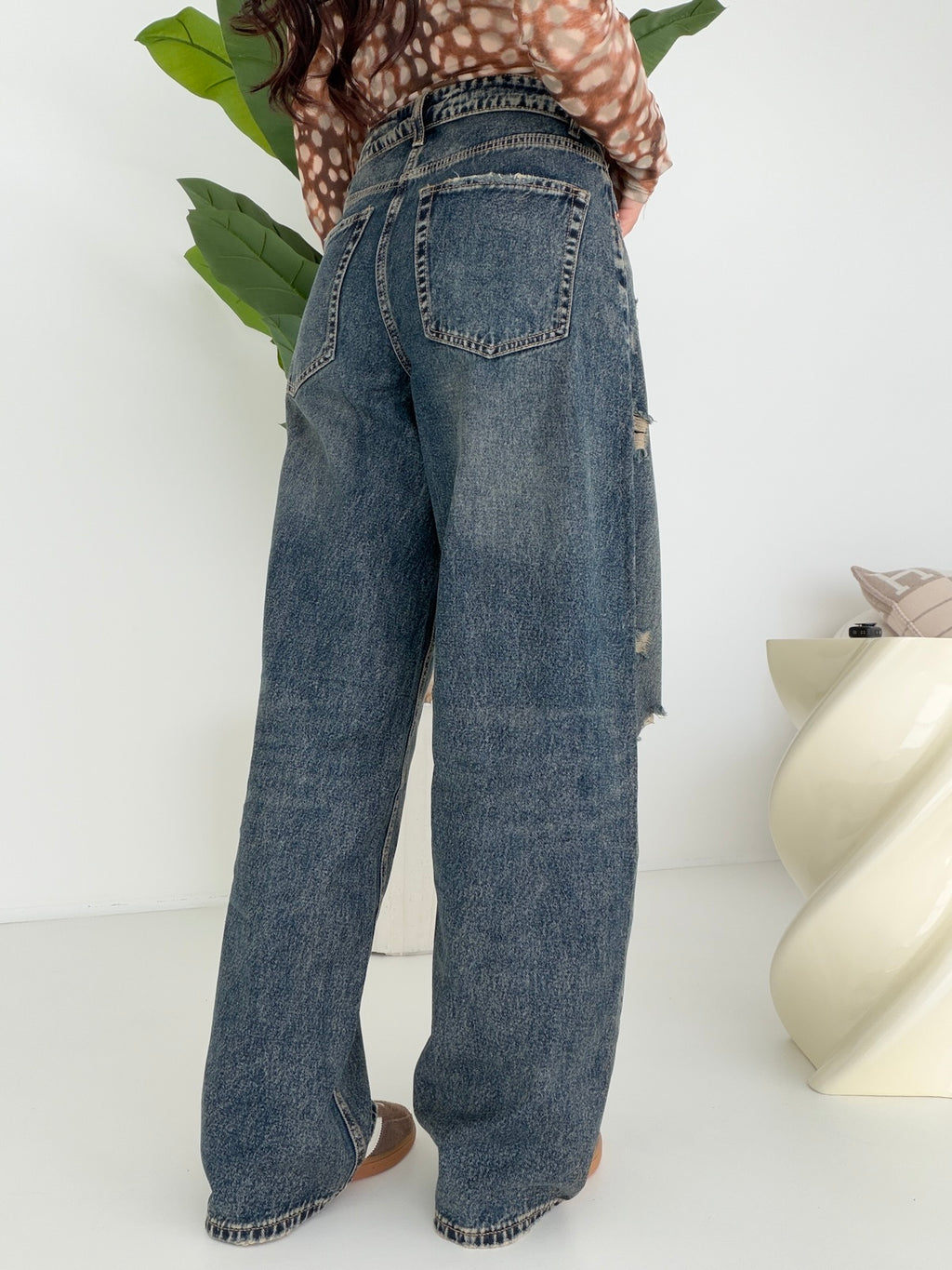 H5969-JEANS PALAZZO RISVOLTO