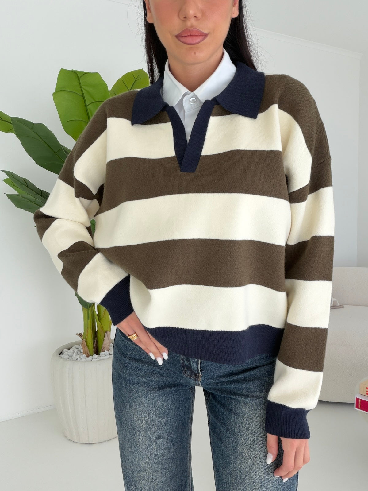 YP2211-PULL DILETTA MILITARE