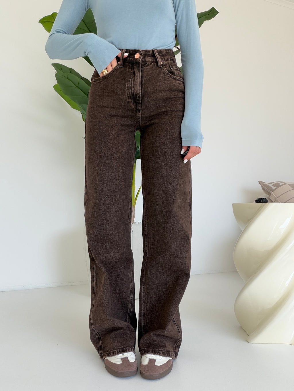 H5800-10-JEANS PALAZZO CHOCO