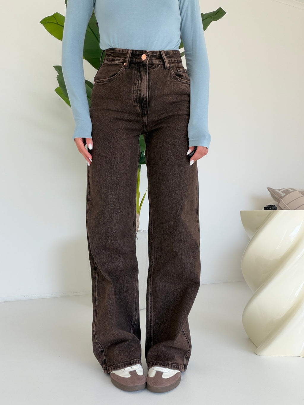 H5800-10-JEANS PALAZZO CHOCO