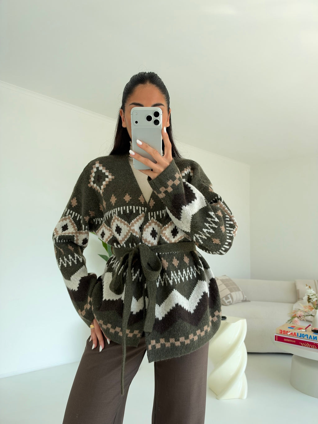 YP2209-CARDIGAN CORTINA MILITARE