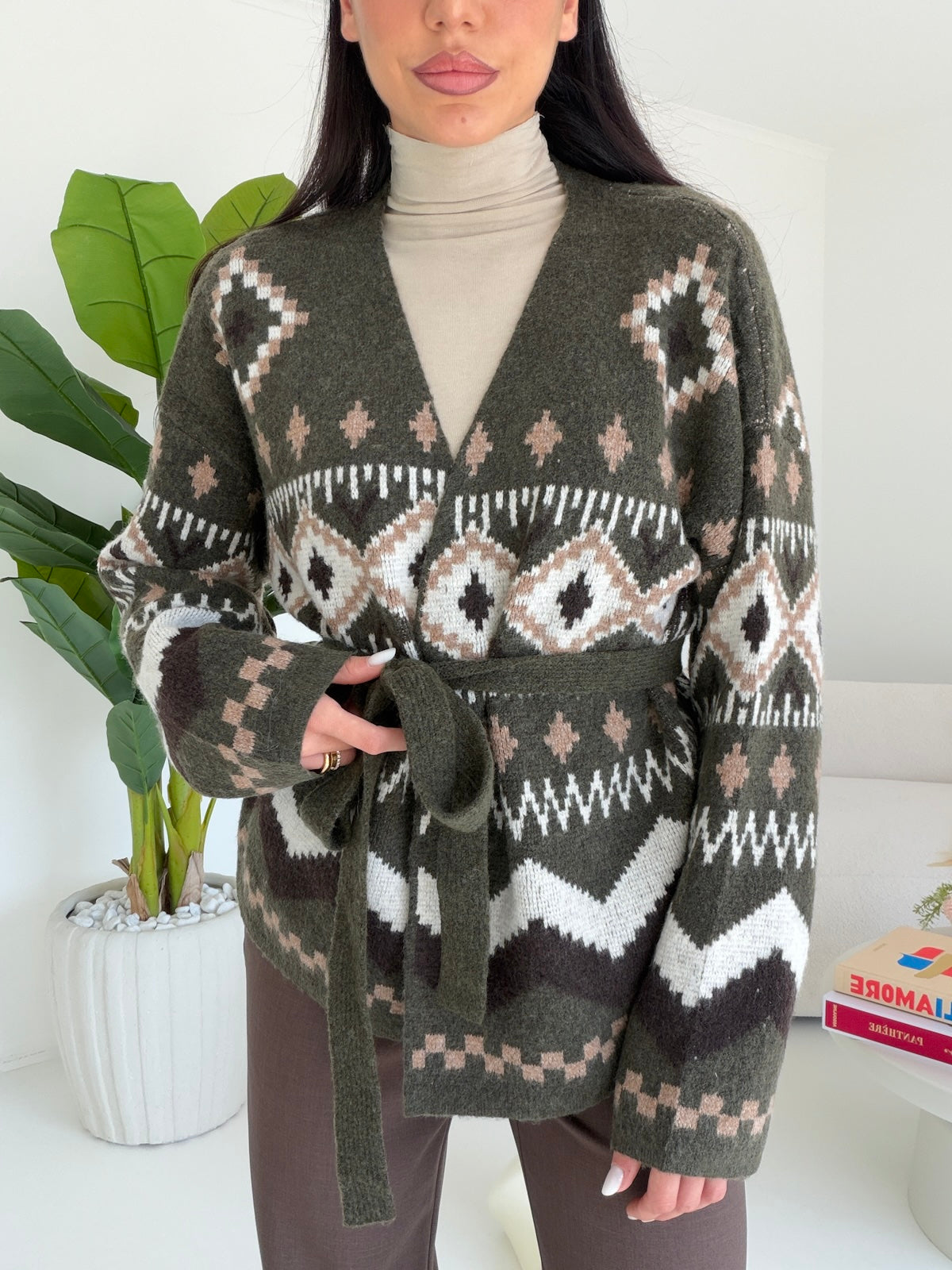 YP2209-CARDIGAN CORTINA MILITARE