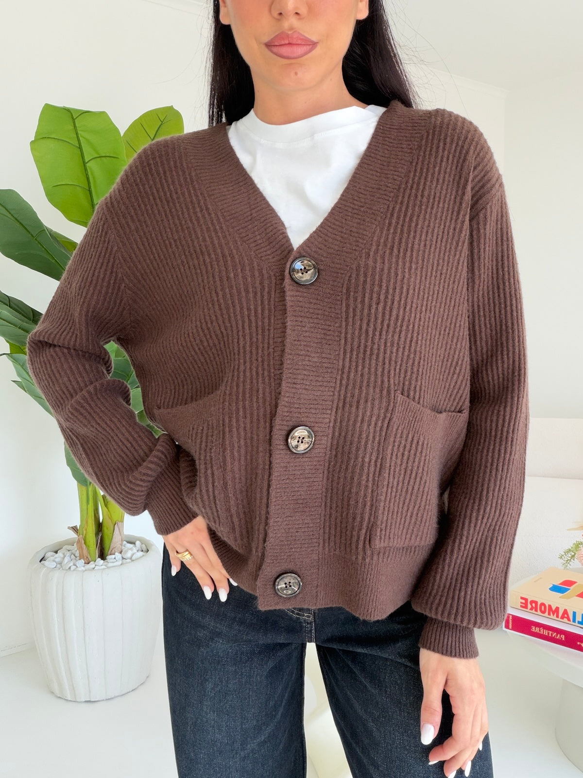 HG69299-CARDIGAN SIDNEY CHOCO