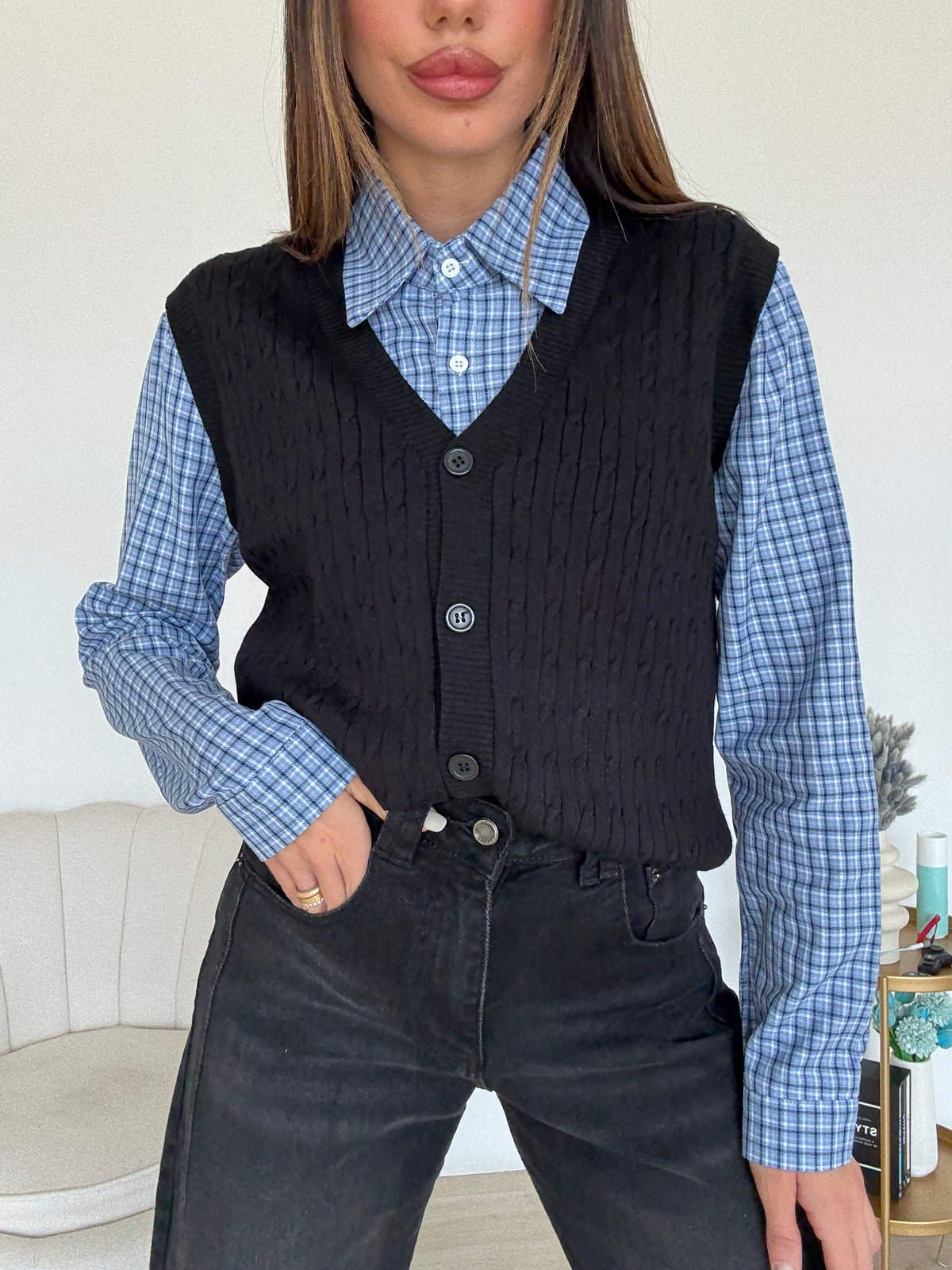 TC1800-CAMICIA+GILET TRAIN NERO