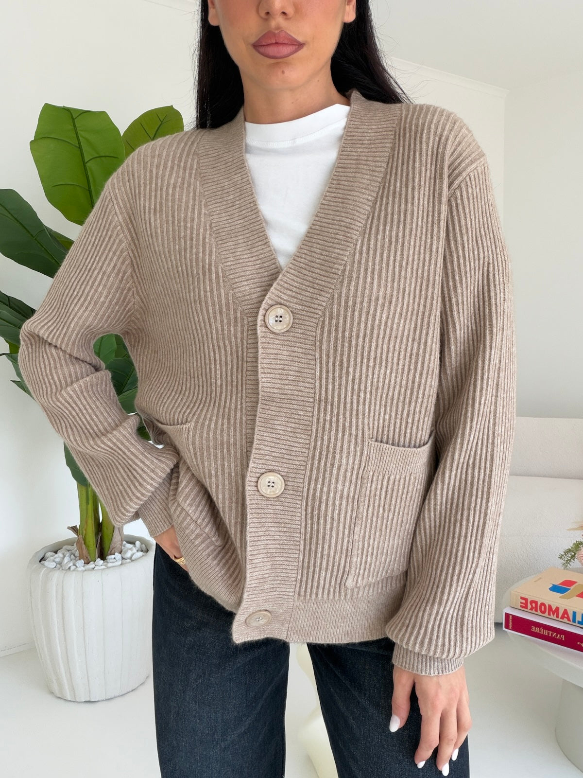 HG69299-CARDIGAN SIDNEY TAUPE