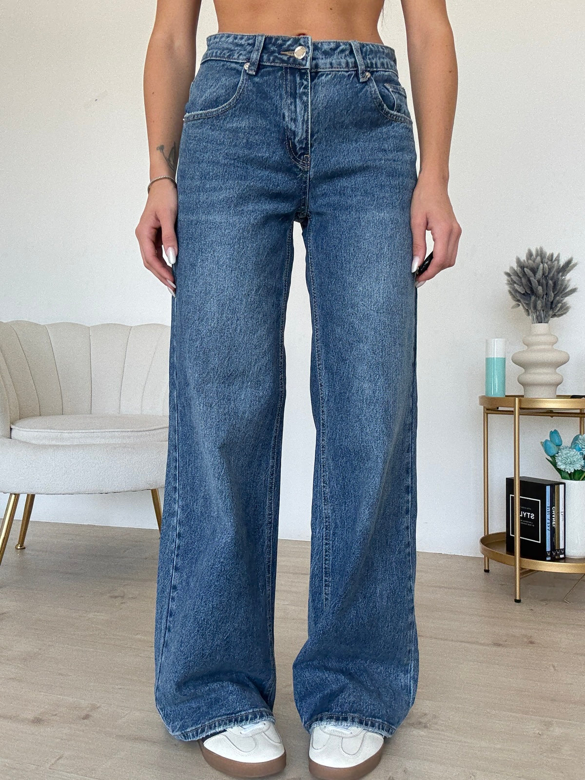A3763-JEANS VITA BASSA BLU DENIM