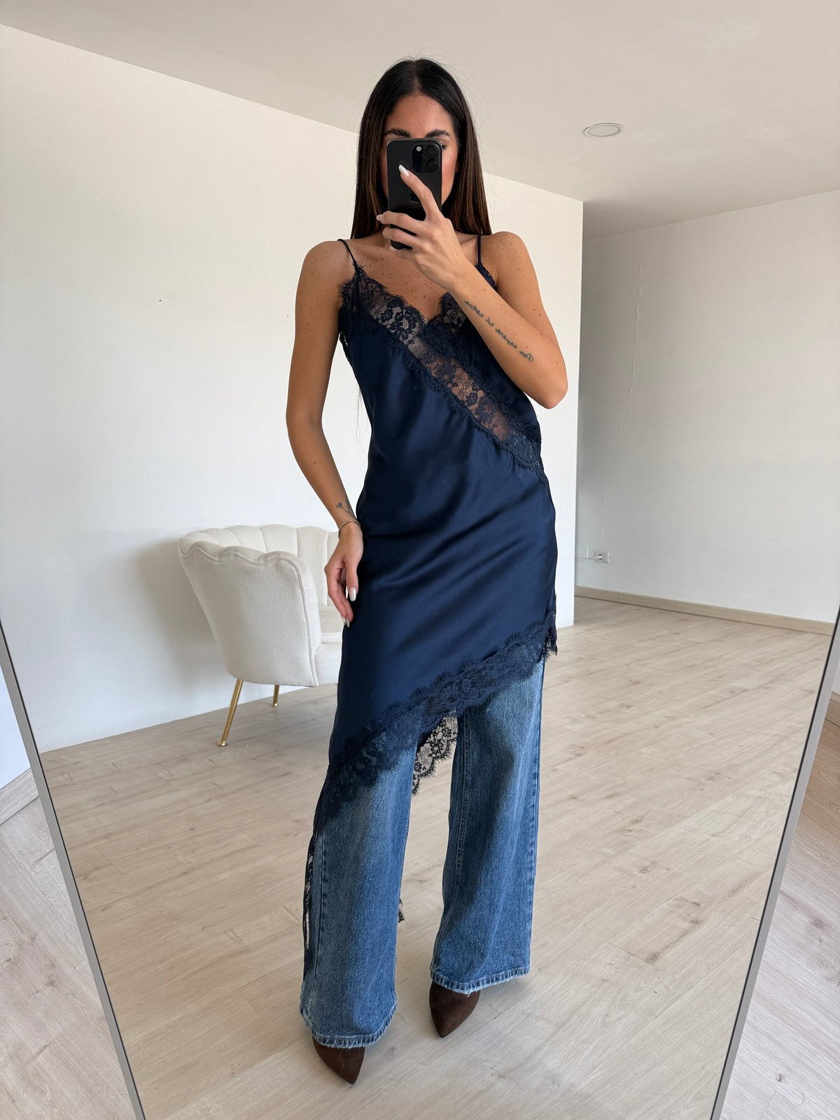 MAXI BLUSA LINGERIE NAVY