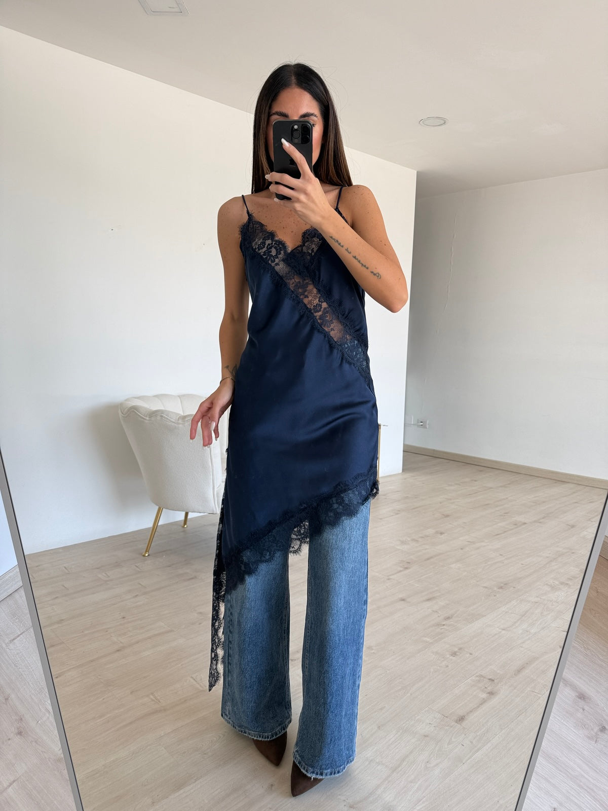 MAXI BLUSA LINGERIE NAVY