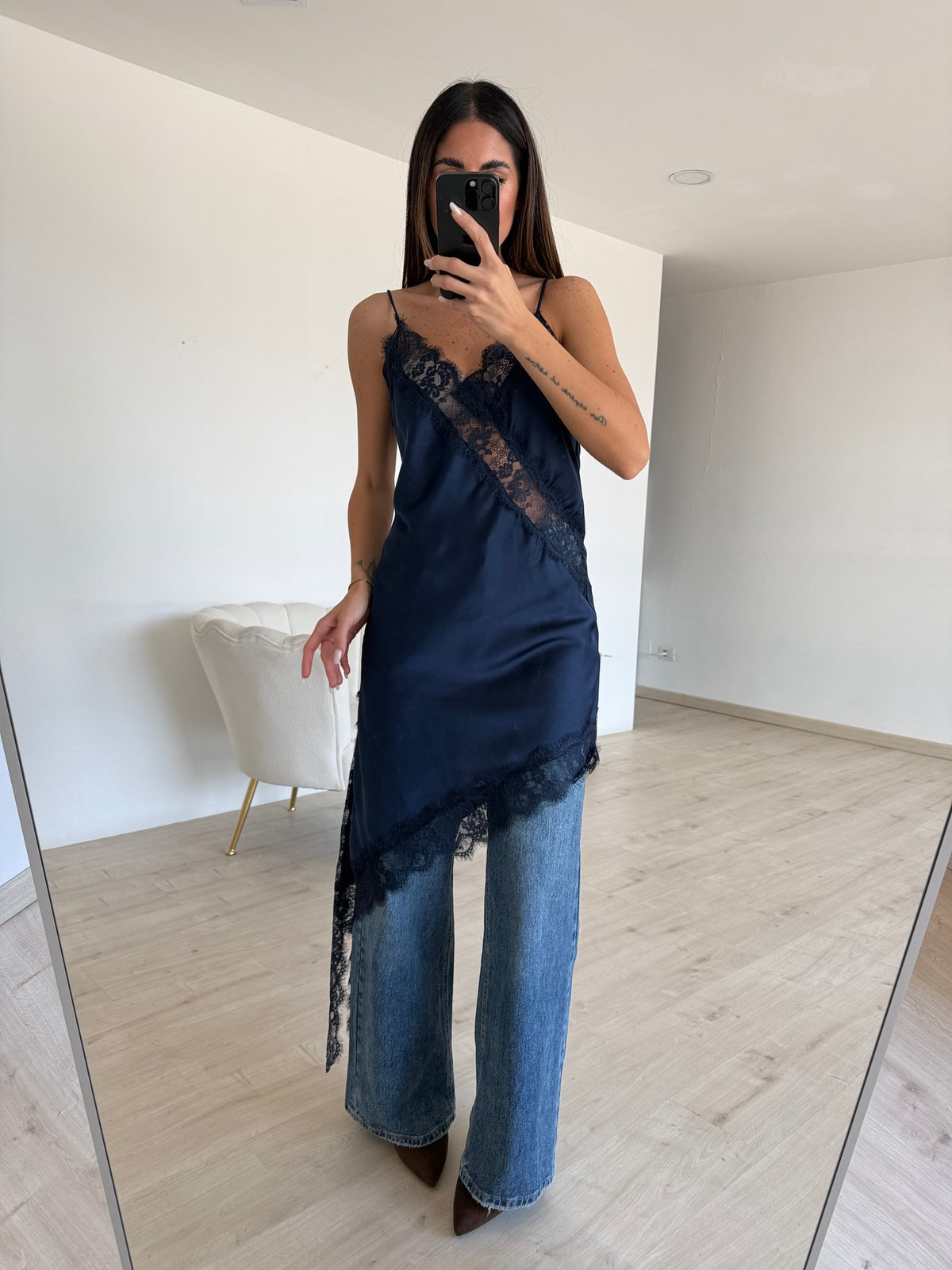MAXI BLUSA LINGERIE NAVY