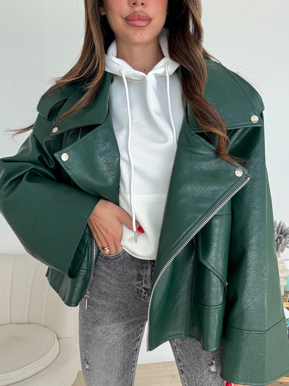 PU8020-1-BIKER ECOPELLE VERDE