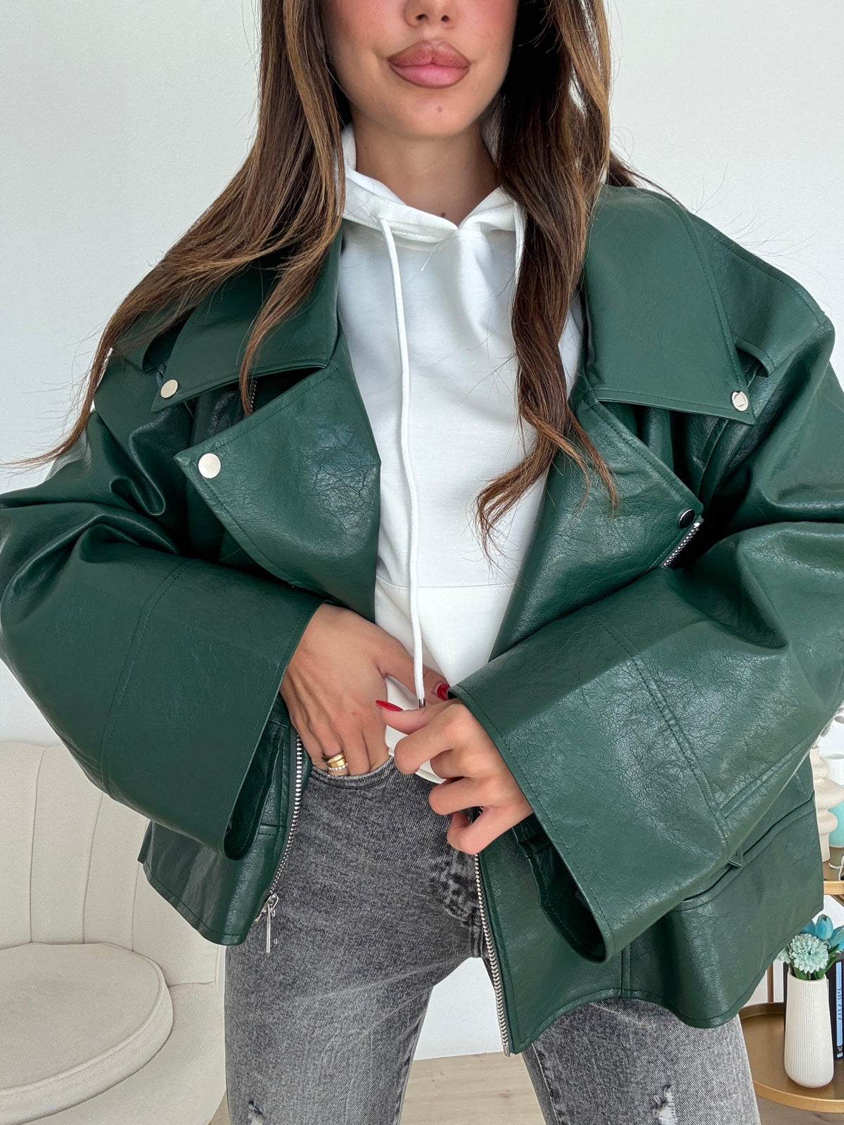 PU8020-1-BIKER ECOPELLE VERDE