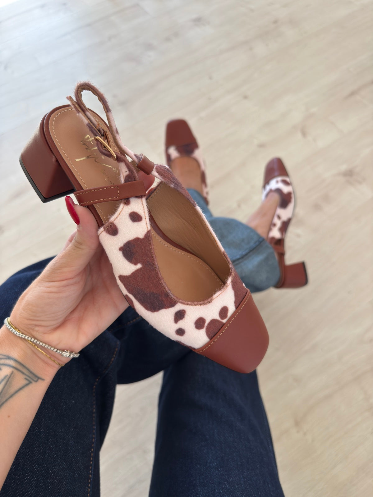 LUDO-SLINGBACK COW CHOCO