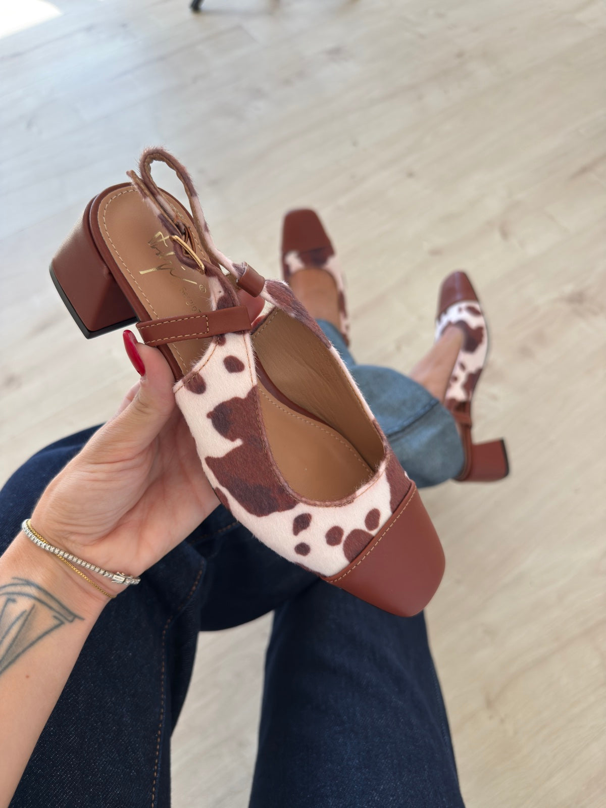 LUDO-SLINGBACK COW CHOCO