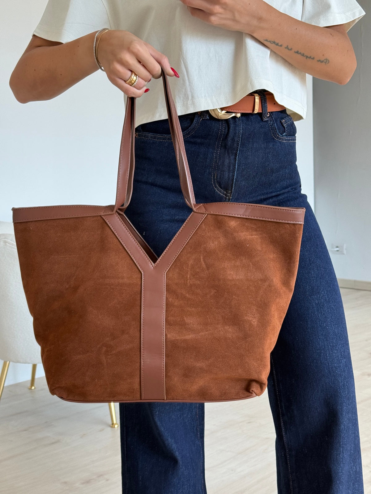 HELENA-SHOPPER IN SUEDE COCCIO