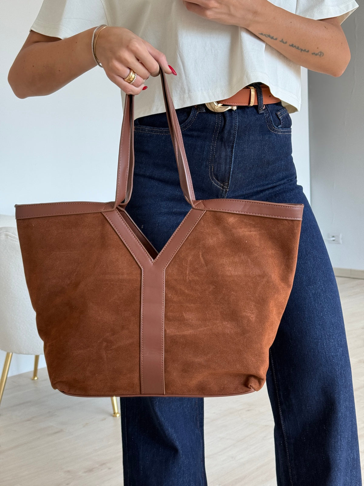 HELENA-SHOPPER IN SUEDE COCCIO
