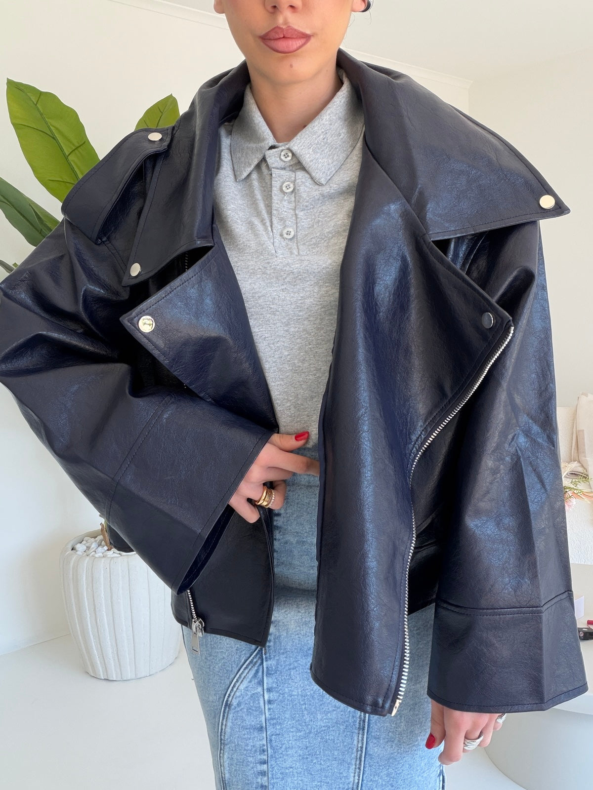 PU8020-1-BIKER ECOPELLE NAVY