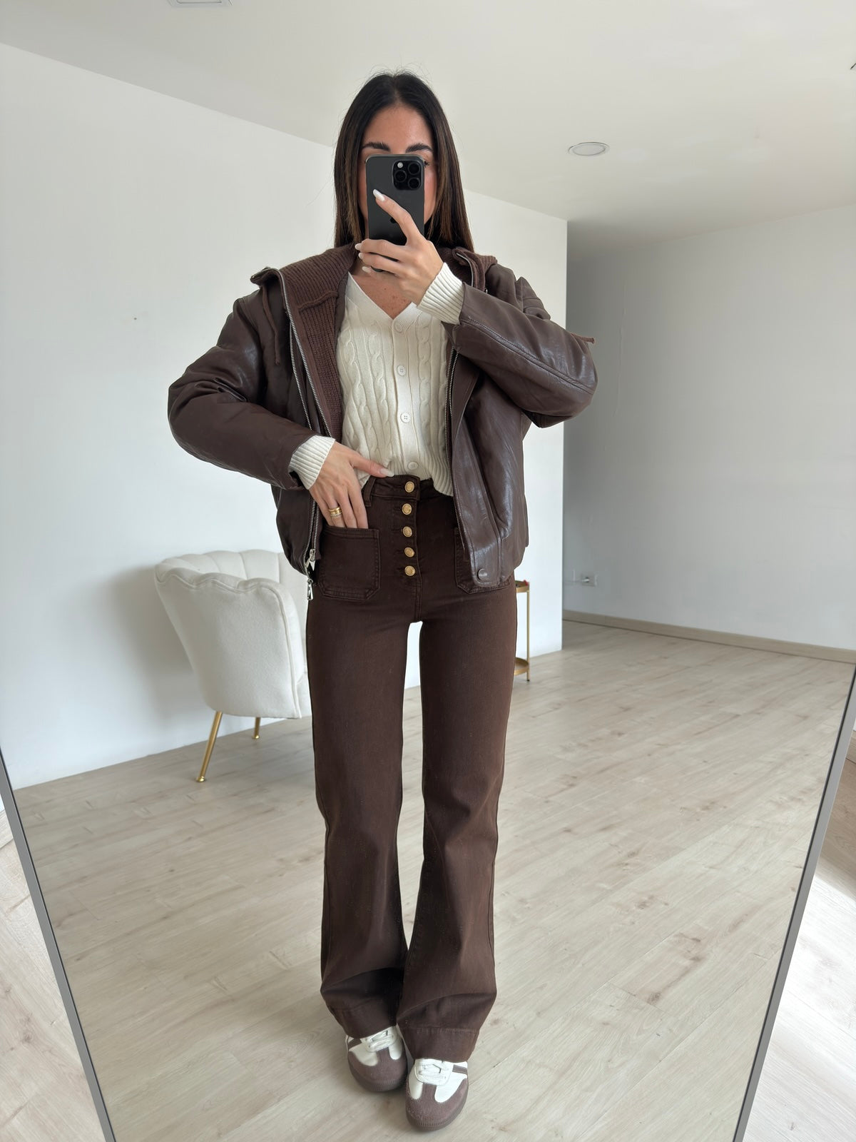 10173-BIKER ECOPELLE CHOCO CON CAPPUCCIO