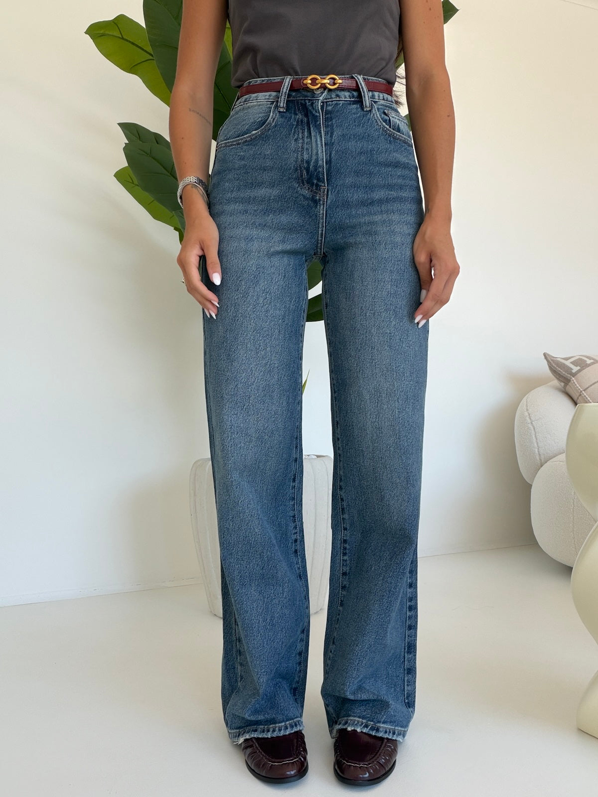 D5800-52-JEANS PALAZZO+CINTURA LONDON