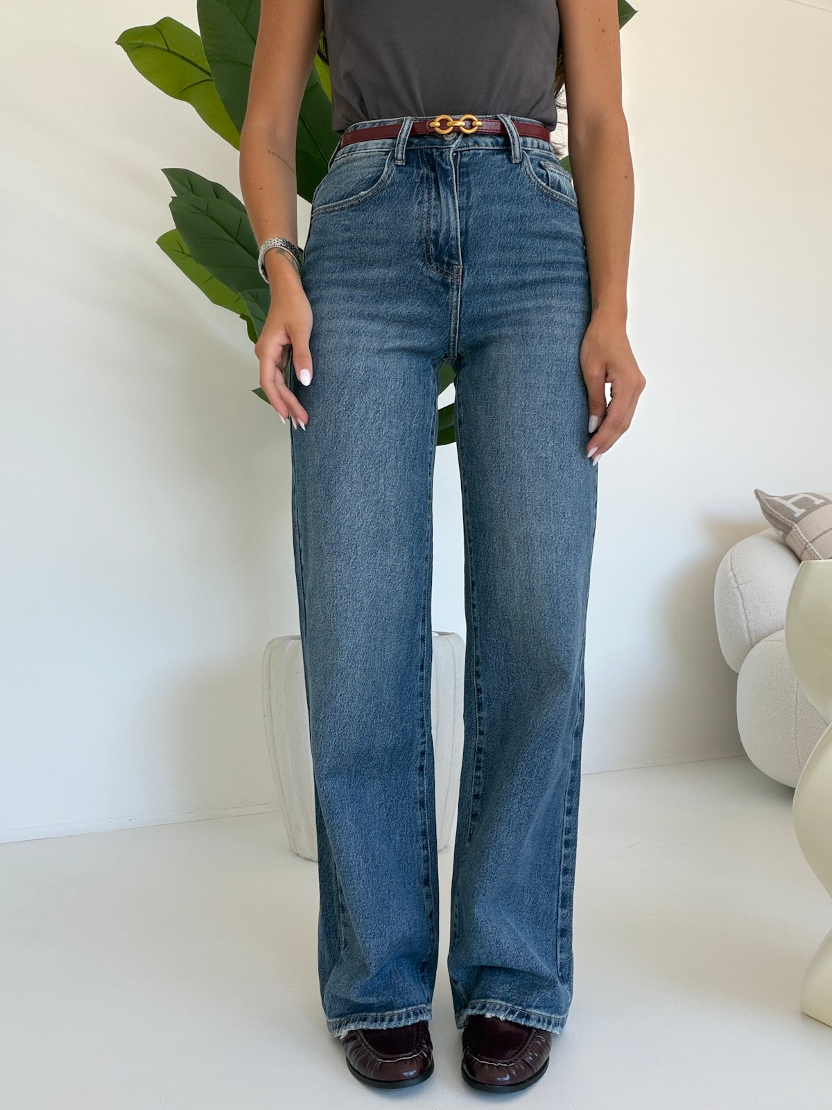 D5800-52-JEANS PALAZZO+CINTURA LONDON