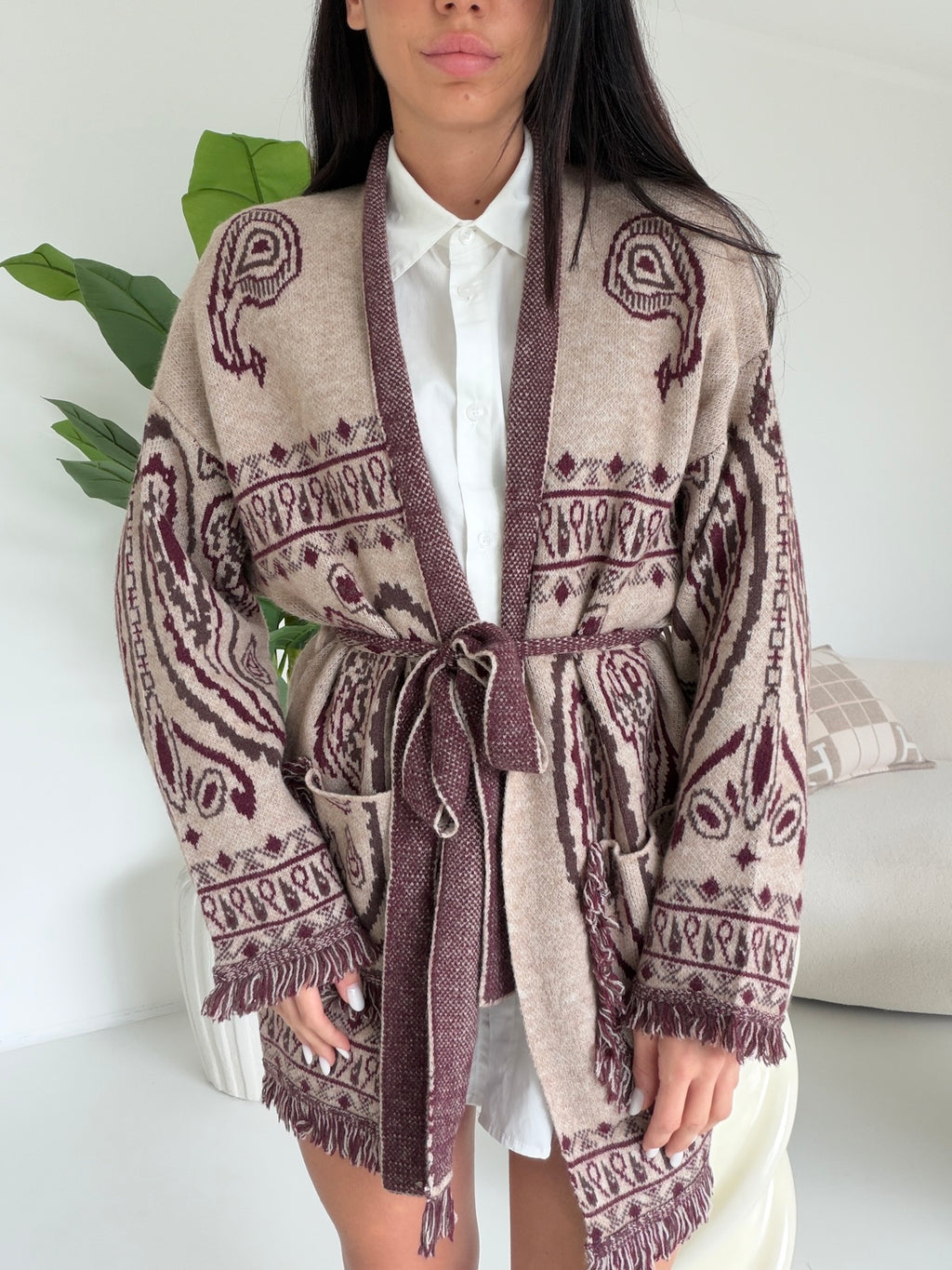 AR1359-CARDIGAN AZTECO TAUPE