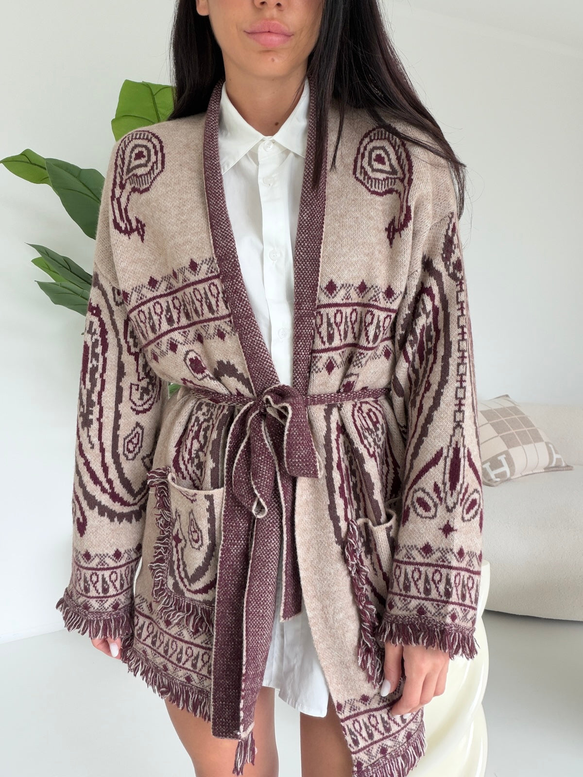 AR1359-CARDIGAN AZTECO TAUPE