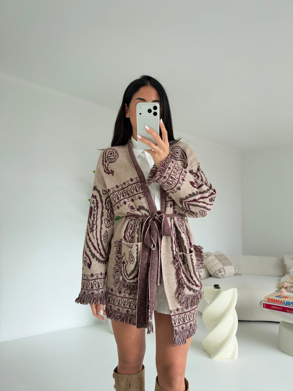 AR1359-CARDIGAN AZTECO TAUPE