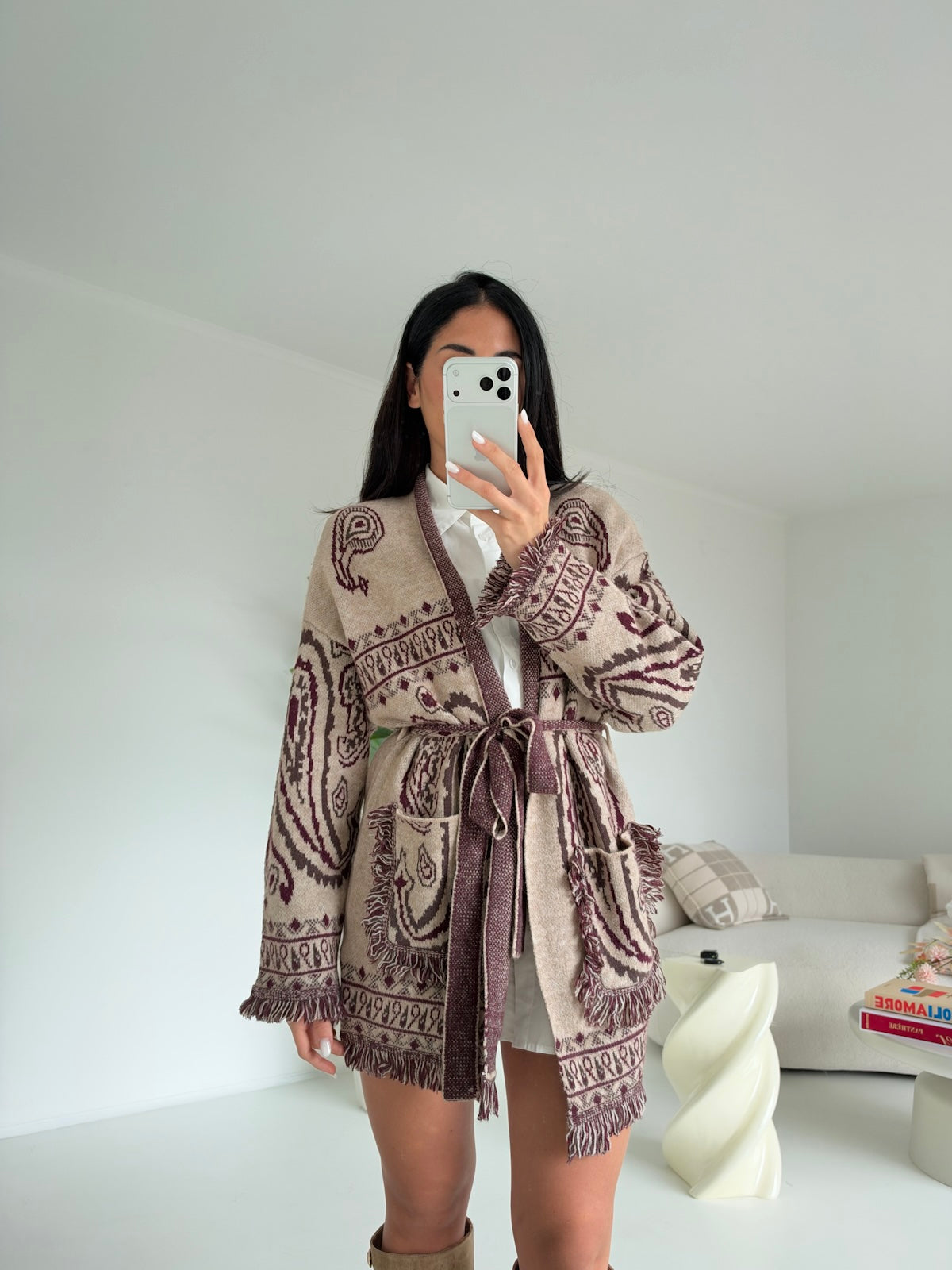 AR1359-CARDIGAN AZTECO TAUPE