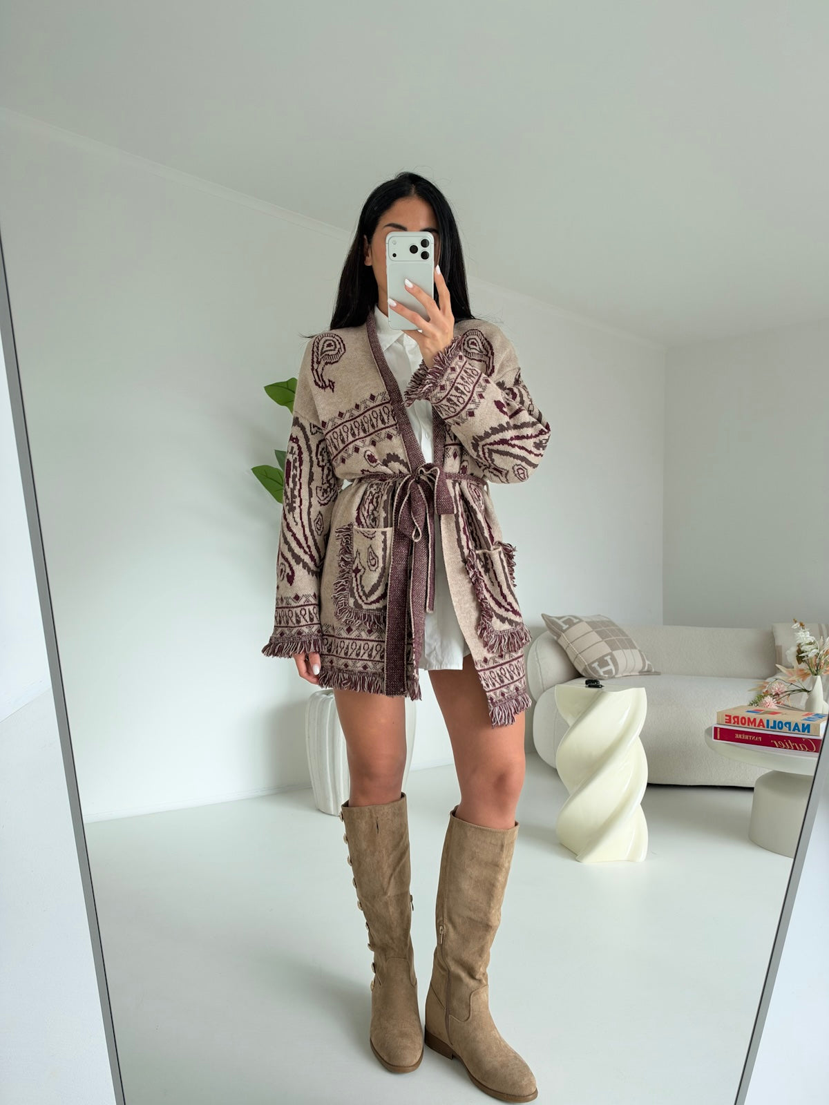 AR1359-CARDIGAN AZTECO TAUPE