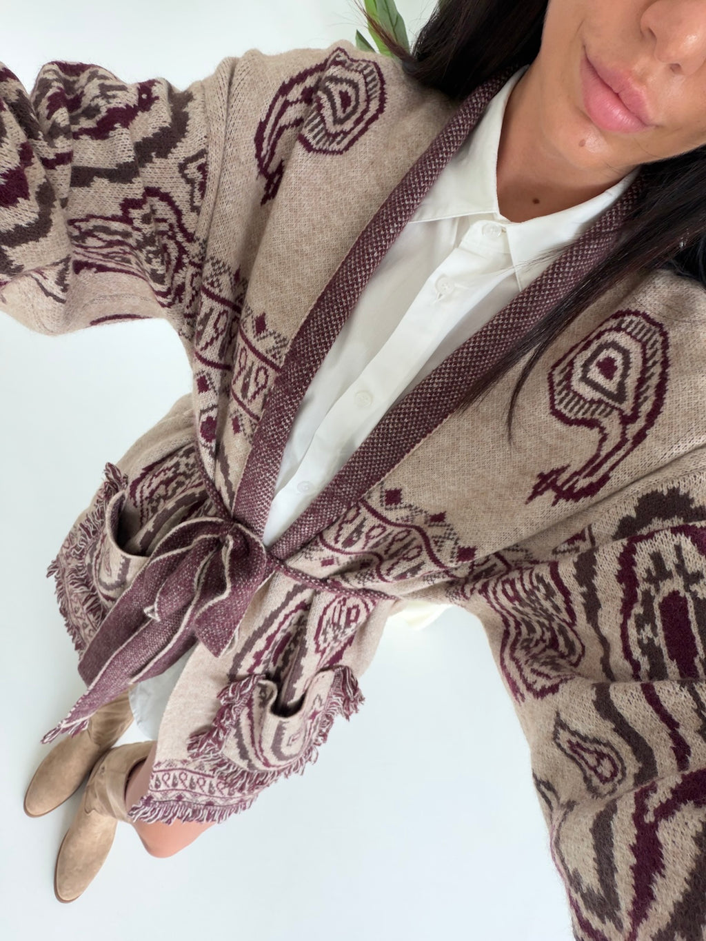 AR1359-CARDIGAN AZTECO TAUPE