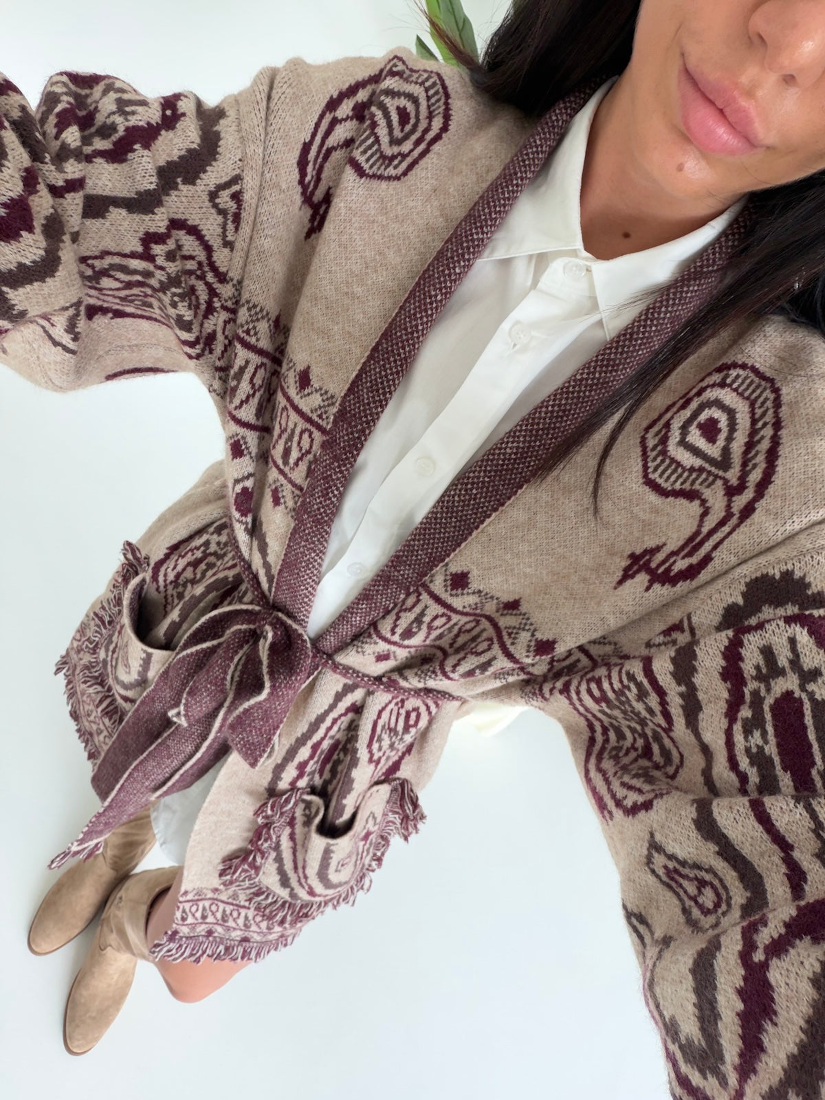 AR1359-CARDIGAN AZTECO TAUPE