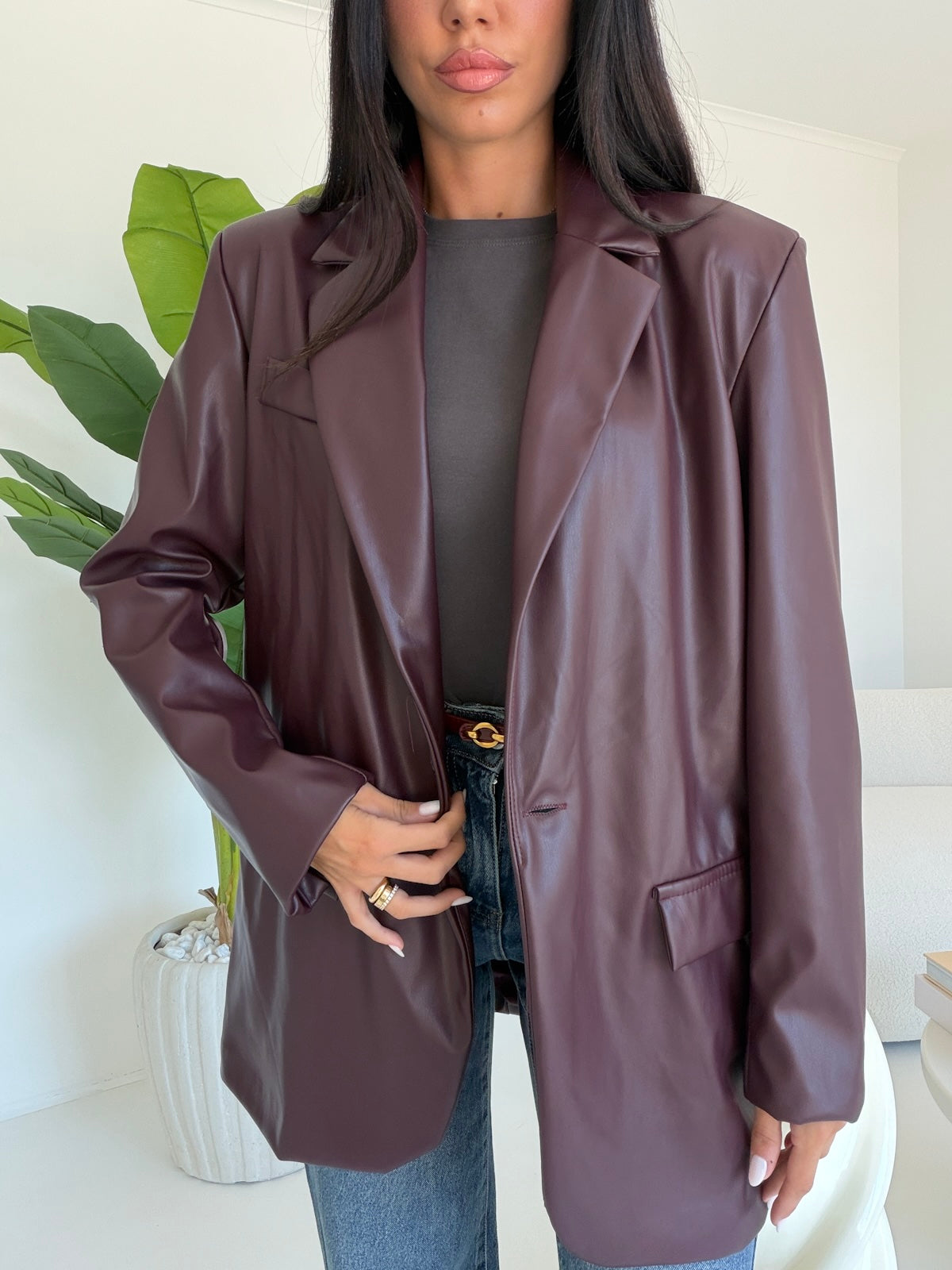 BLAZER LEATHER WINE