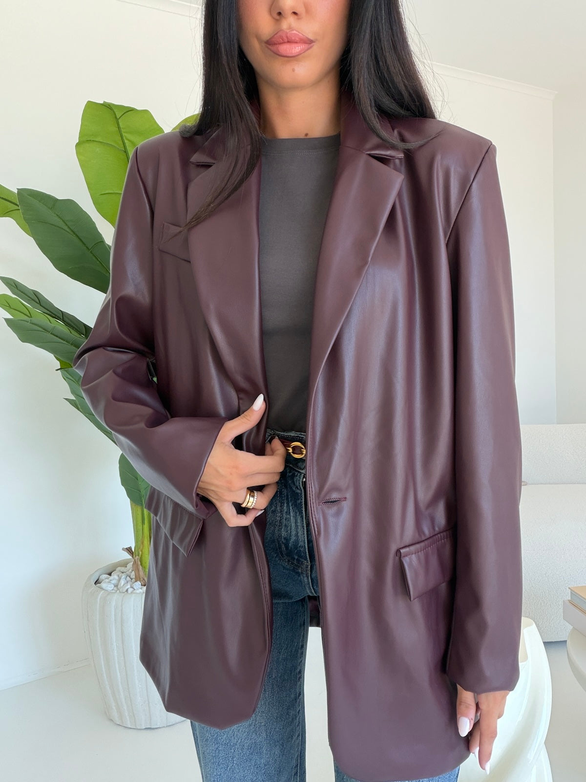 BLAZER LEATHER WINE