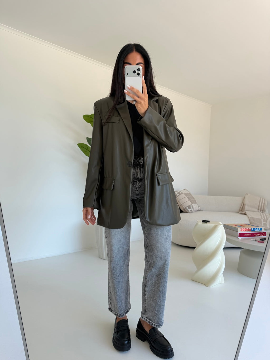 BLAZER LEATHER MILITARE