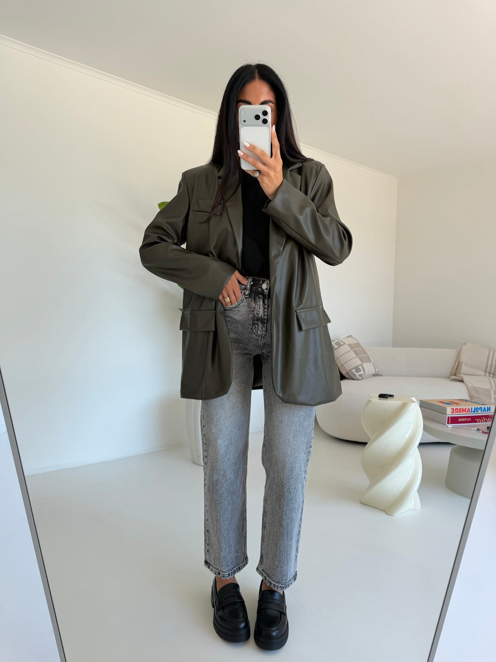 BLAZER LEATHER MILITARE
