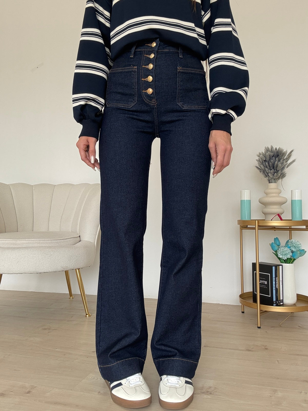Y6188-T-JEANS FLARE DENIM