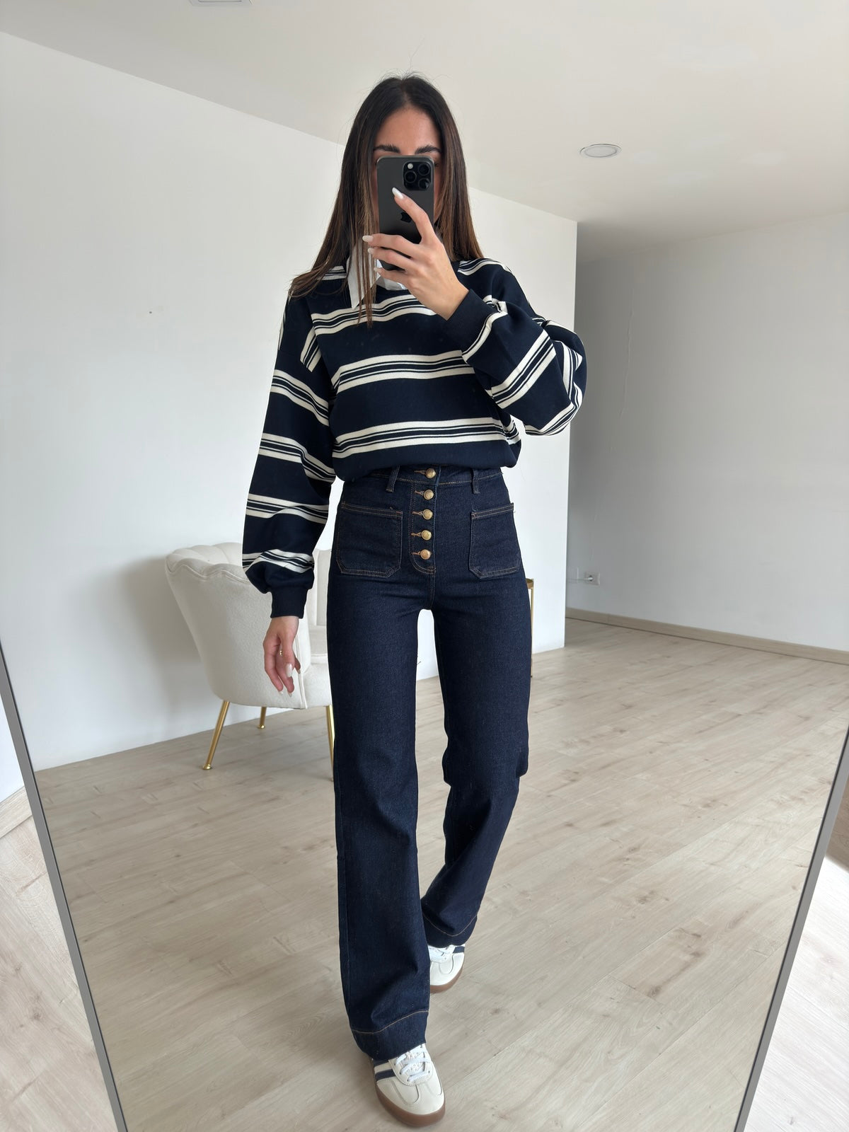 Y6188-T-JEANS FLARE DENIM