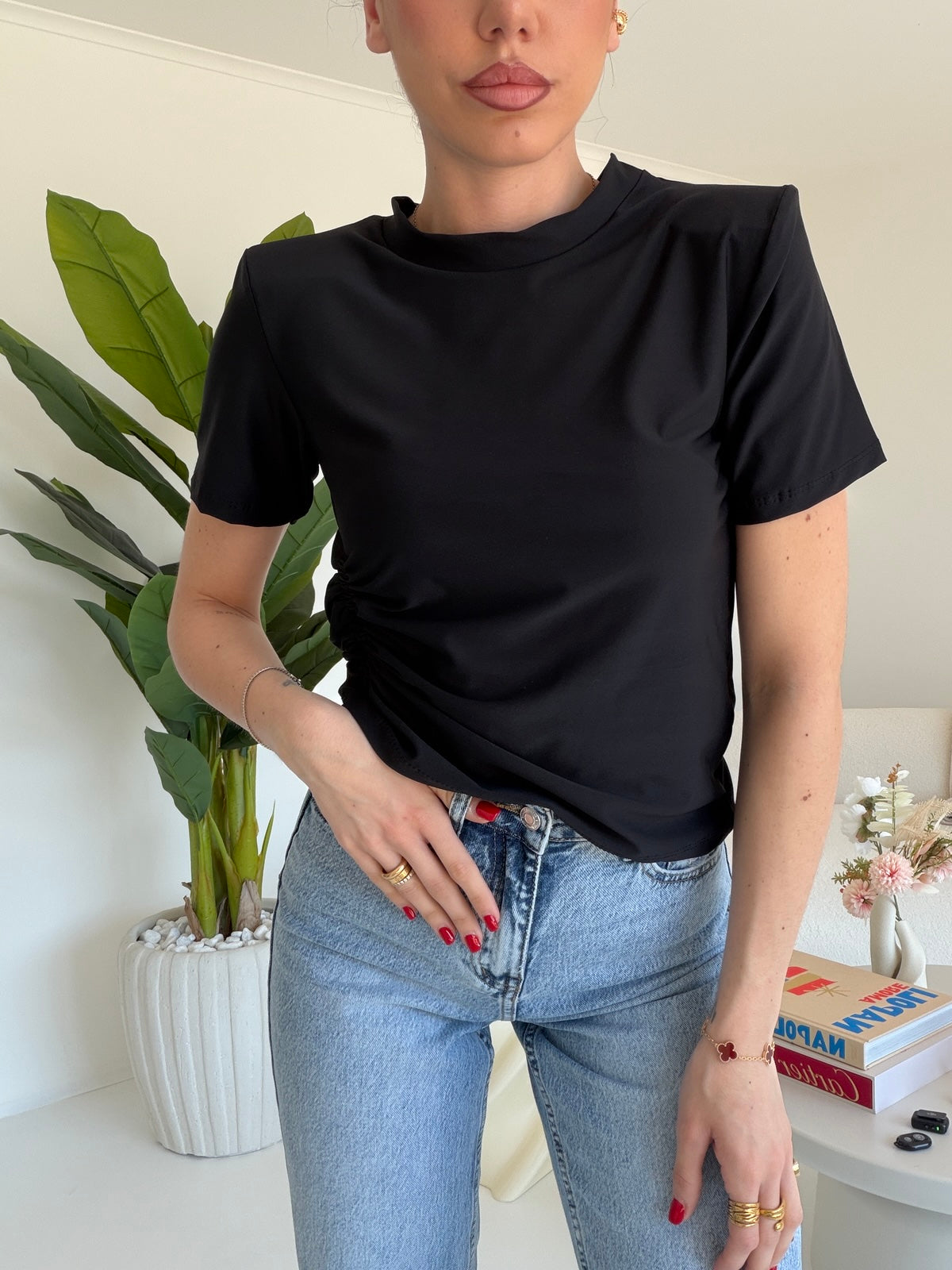 MAGLIA DRAPPEGGIO NERO