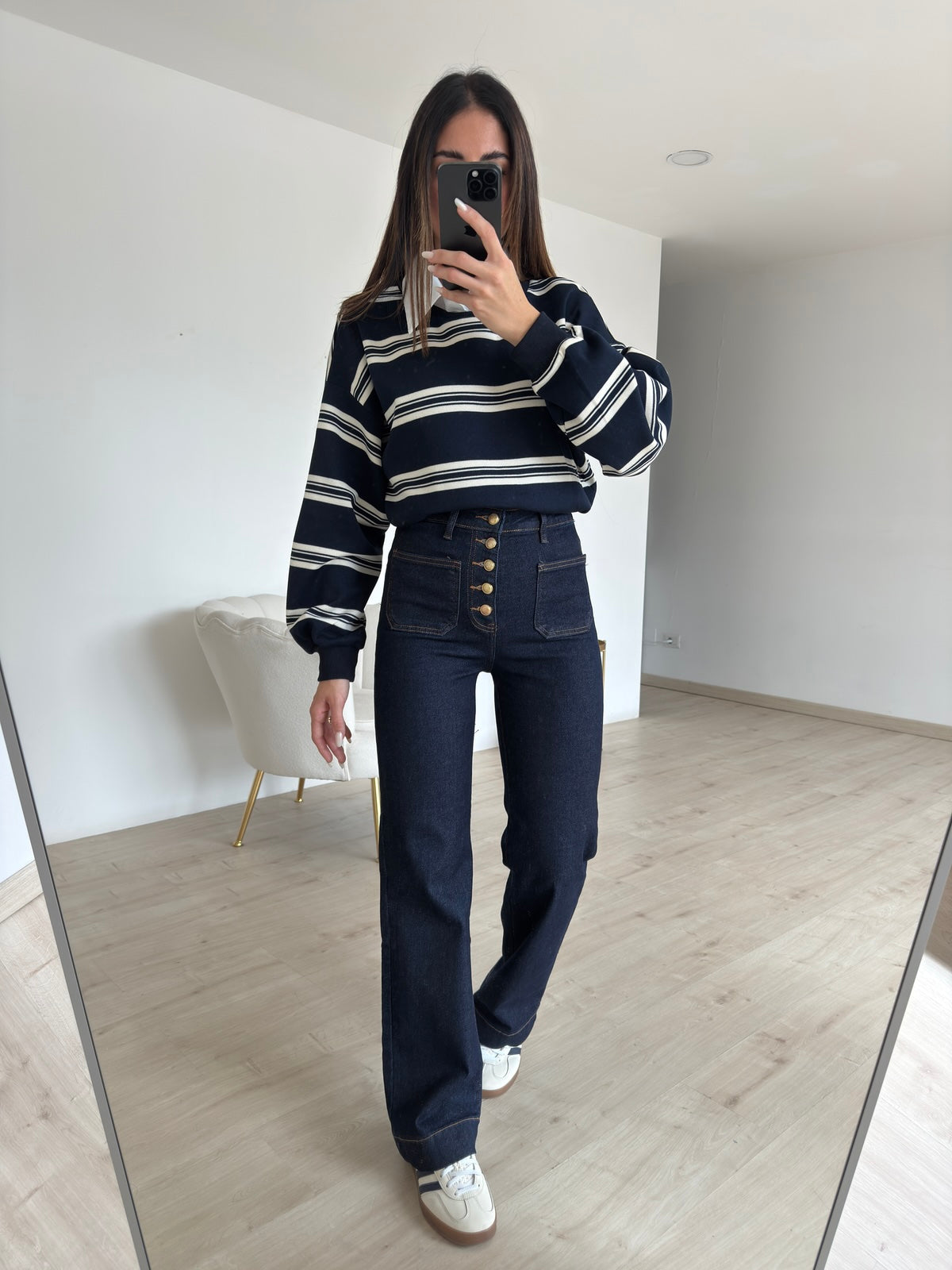 Y6188-T-JEANS FLARE DENIM