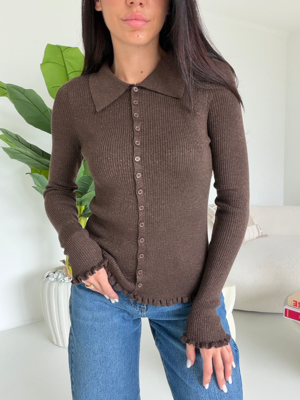 HW69044-MAGLIA LUREX CHOCO