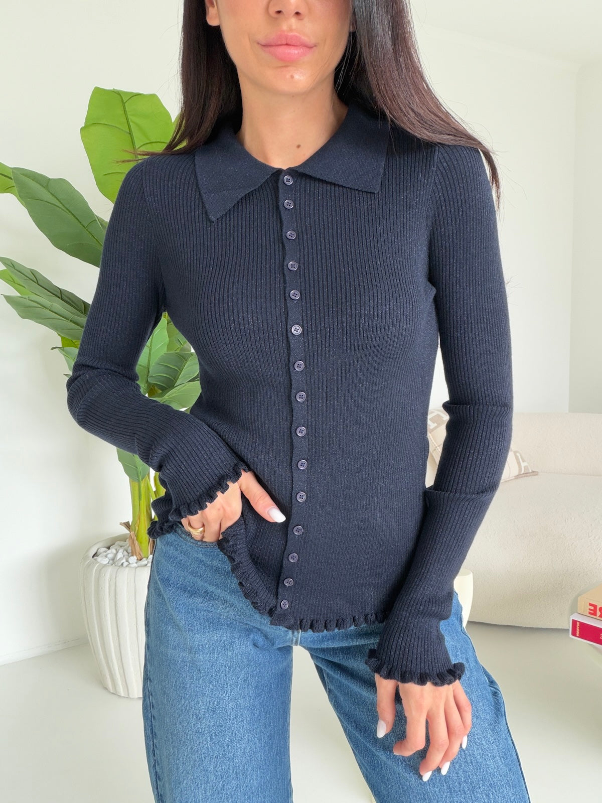 HW69044-MAGLIA LUREX NAVY