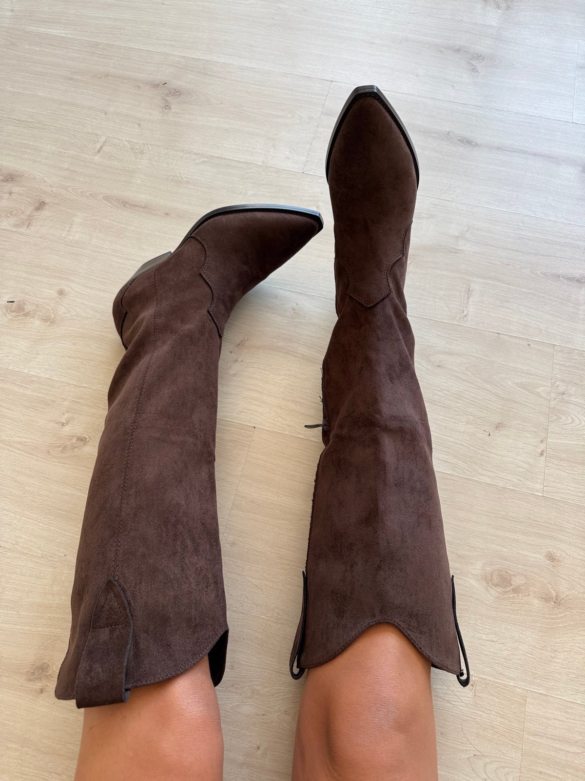 9638-LARA STIVALE IN ECOCAMOSCIO CHOCO